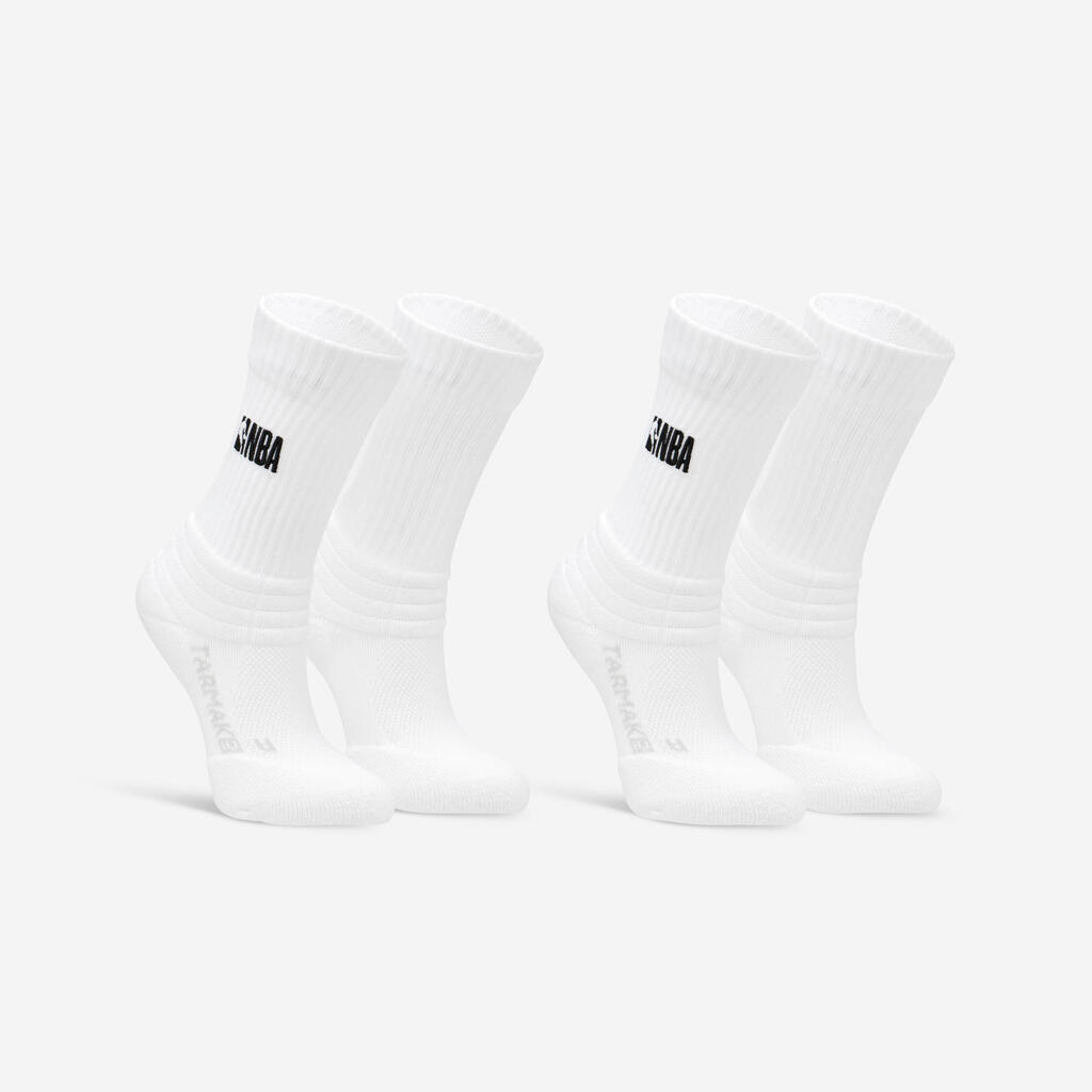 Kids' Basketball Socks SO900 NBA 2 Pairs - White